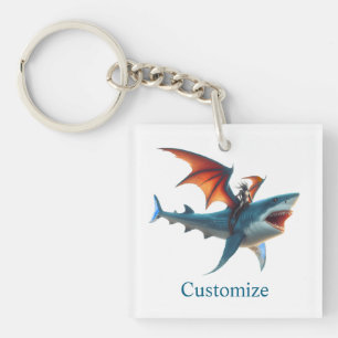 Man-Bat Riding Scary Shark Thunder_Cove Keychain