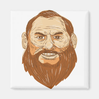 Man bearded face retro magnet
