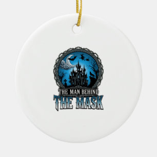 Man Behind Mask Halloween Haunted House Witch_1 Ceramic Ornament