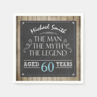 Man Birthday Man Myth Legend Napkins Rustic Adult