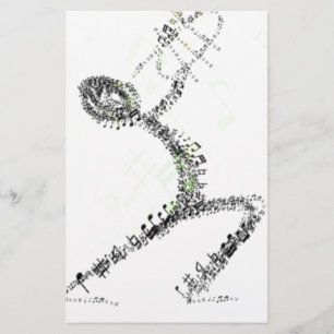 Man blowing Trumpet designed using musical notes