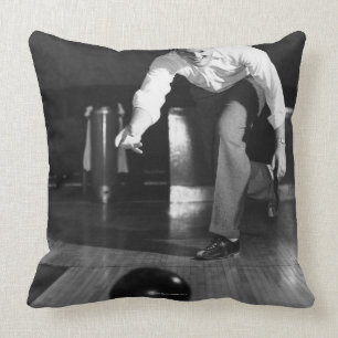 Man Bowling Throw Pillow
