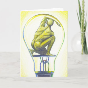 "Man Bulb" Surreal Art Notecard by Ashazart