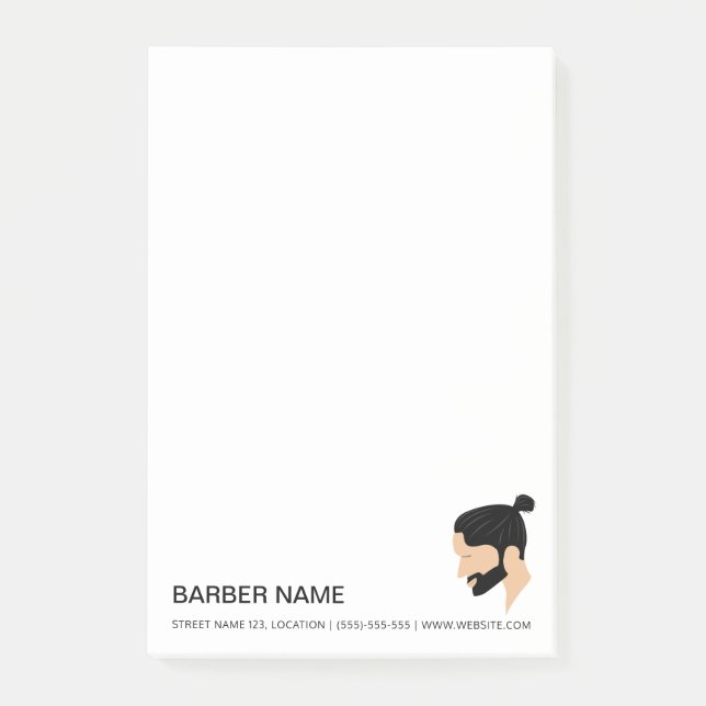 Man Bun Men's Hair Style Design Custom Barber Post-it Notes (Front)