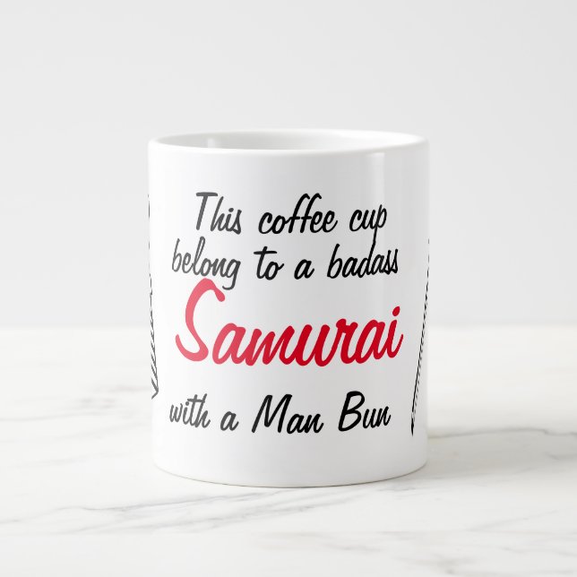 Man Bun Samurai Humour Mug (Devant)