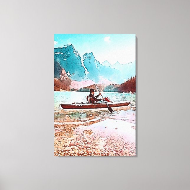 Man, Canoe, Kayak Canvas Print (Front)