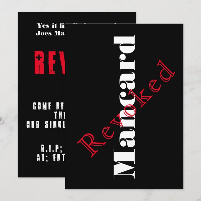 Man card bachelor party invitation, (Front/Back)