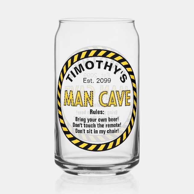 Man Cave Attention Bande Bande Bande Verre (Recto)