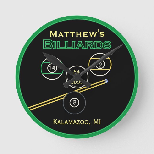 Man Cave Billard Pool Horloge murale pour salle de (Recto)