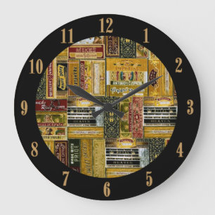 Man Cave Cigar Boxes Pattern Large Clock