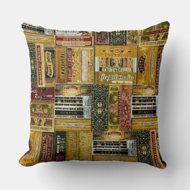 Man Cave Cigar Boxes Pattern Throw Pillow (Front)
