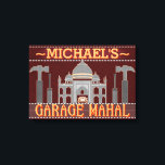 Man Cave Funny Garage Mahal Tools | Custom Name V2 Canvas Print<br><div class="desc">This funny, personalized wall canvas is perfect for decorating your man cave. It says, "[Your Name] Garage Mahal" and shows an outline of the Taj Mahal with hammers, screwdrivers and a little car that looks like it's parked in the middle. Easily add your name to the top. The colours are...</div>