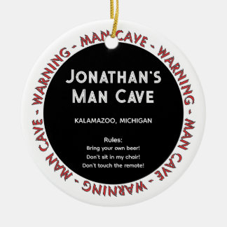 Man Cave Funny Warnings & Rules Christmas Ornament