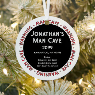 Man Cave Funny Warnings & Rules Christmas Ornament