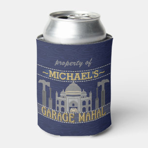 Man Cave Garage Mahal Funny for Men   Personalized Can Cooler