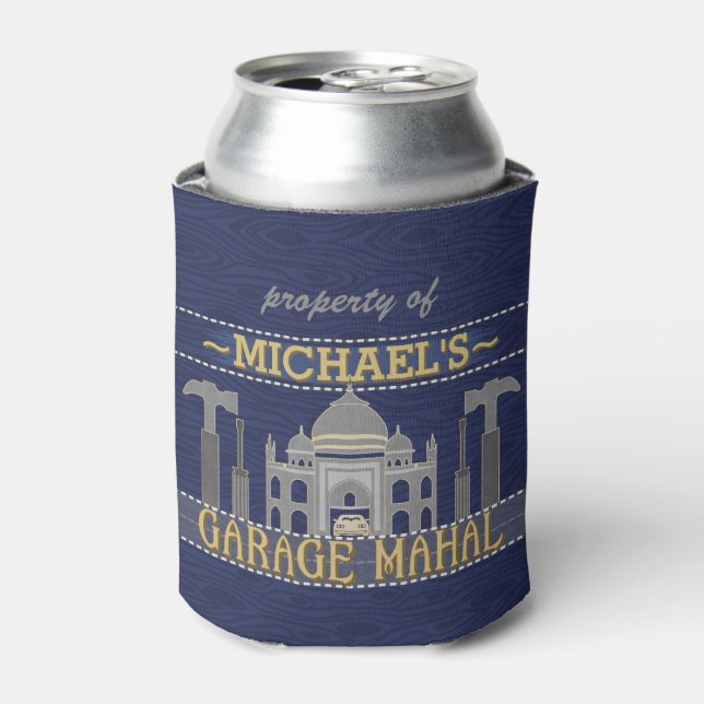 Man Cave Garage Mahal Funny for Men | Personalized Can Cooler (Can Front)