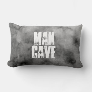  man cave grey and white funky watercolor design lumbar pillow