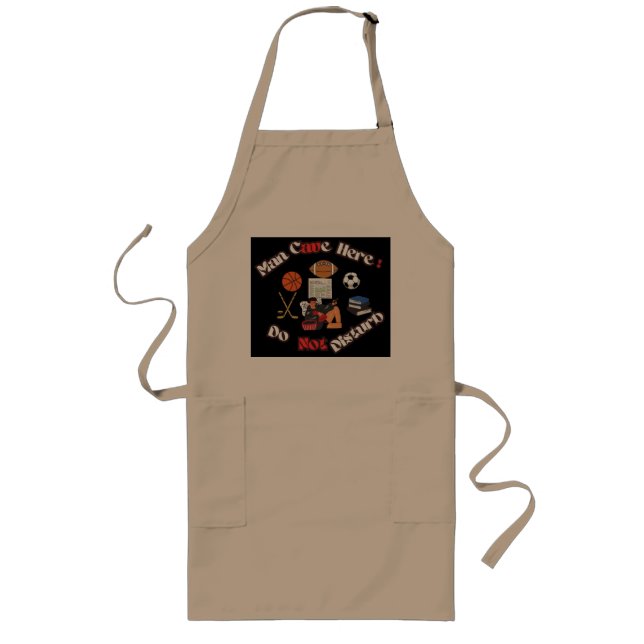 Man Cave Here Brown Adult Apron (Front)