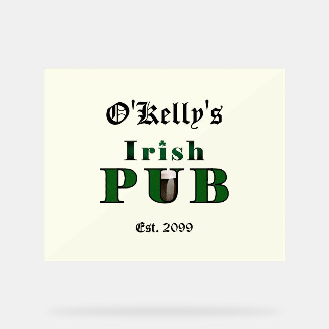 Man Cave Irish Pub Bar Tavern Acrylic Sign (Front)