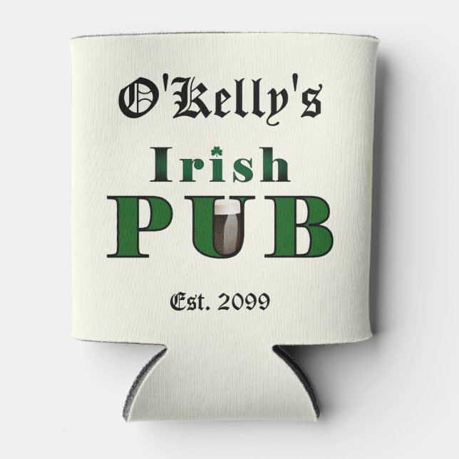 Man Cave Irish Pub Bar Tavern  Can Cooler (Front)