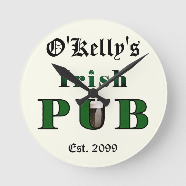 Man Cave Irish Pub Bar Taverne Wall Horloge (Recto)