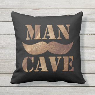 Man Cave (Moustache, black) Outdoor Pillow