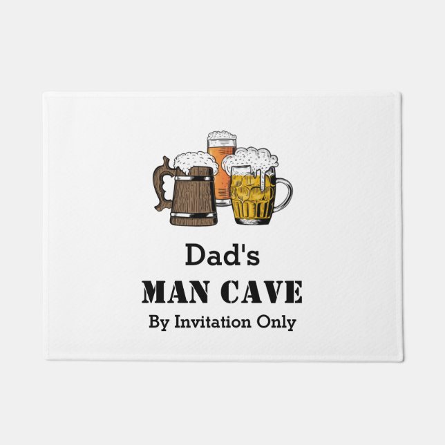 MAN CAVE Novelty Three Beers CUSTOMIZABLE Doormat (Front)