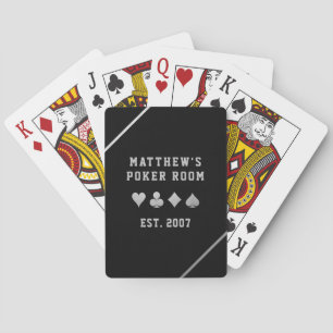 Man Cave Poker Room Personalized Silver Grey Playing Cards