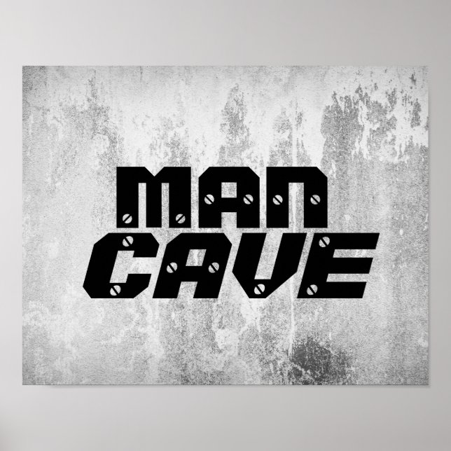 man cave quote poster bold text on grey (Front)