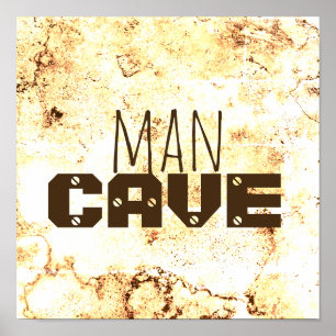 man cave quote poster bold text on stone pattern