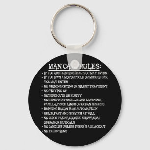 Man Cave Rules Keychain