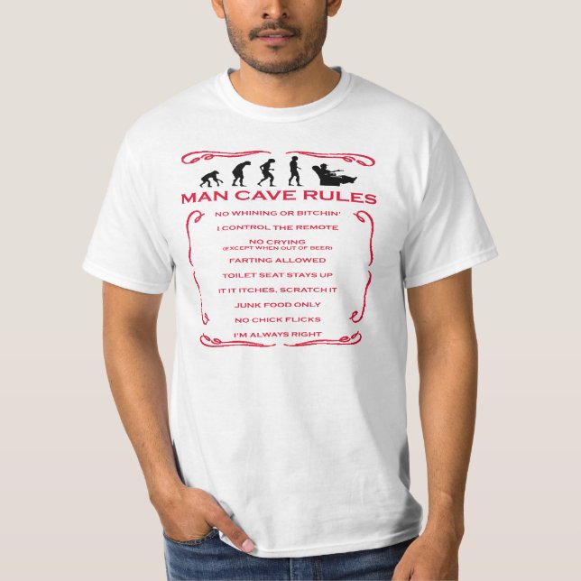 Man Cave Rules T-shirts (Front)