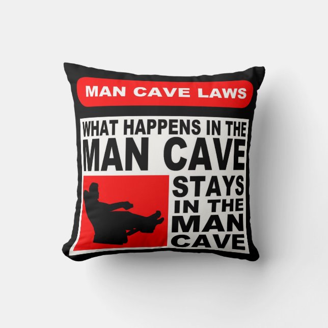 Man Cave Rules Throw Pillow (Front)