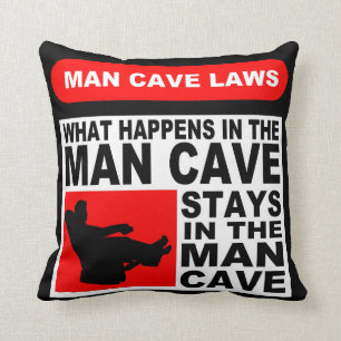Man Cave Rules Throw Pillow