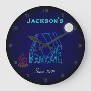 Man Cave Sign for Campers Wall Clock