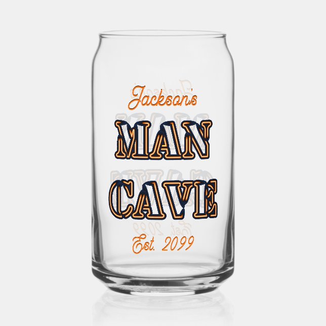Man Cave Text Effet Bière Can Verre Drinkware (Recto)