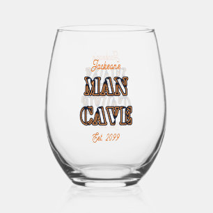 Man Cave Texte Effet Verre Vin Stemless Drinkware
