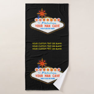 Man Cave Your Garage Famous Sign  Custom Name Bath Towel Set
