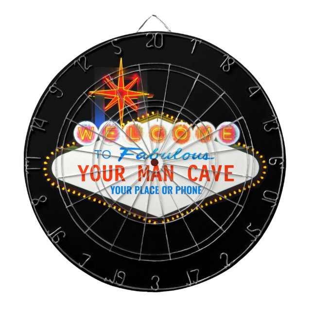 Man Cave Your Garage Famous Sign  Custom Name Dartboard (Front)