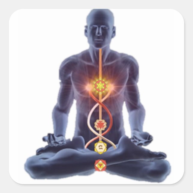 man chakras square sticker (Front)