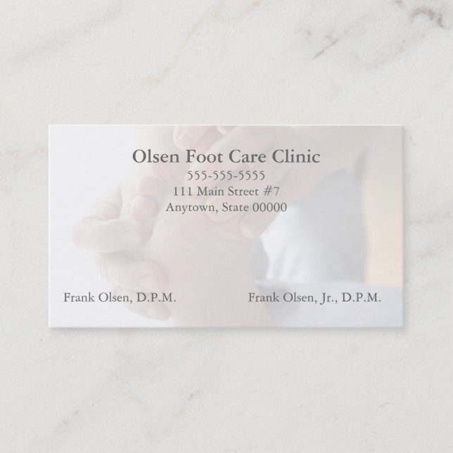 man checks skin on foot podiatry business card (Front)