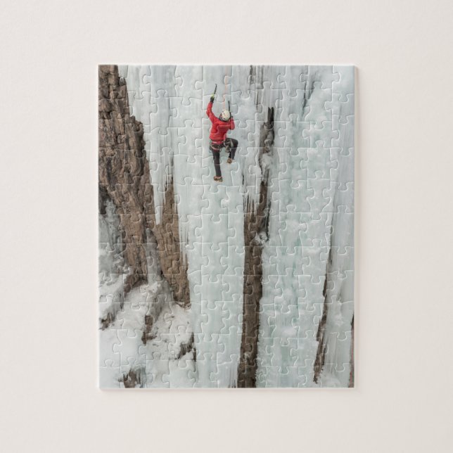 Man climbing ice, Colorado Jigsaw Puzzle (Vertical)
