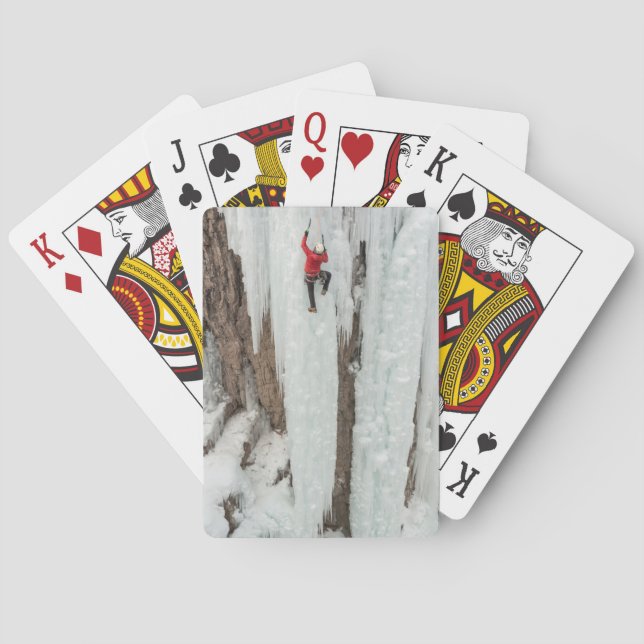 Man climbing ice, Colorado Playing Cards (Back)