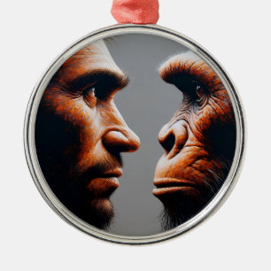  man confronting his evolutionary origin metal ornament