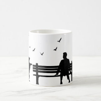 Man & Dog Silhouette | Vintage Lamp Post & Birds Coffee Mug