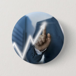 Man draws stock price touchscreen concept 2 inch round button