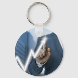 Man draws stock price touchscreen concept keychain