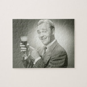 Man Drinking Jigsaw Puzzle