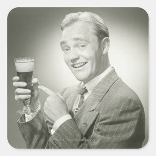 Man Drinking Square Sticker