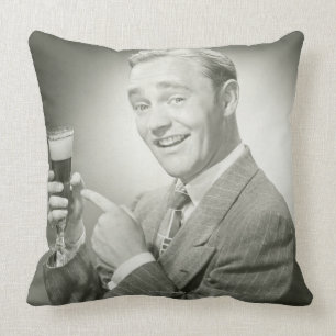 Man Drinking Throw Pillow